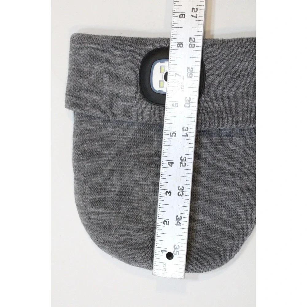 LED Lighted Beanie‎ Hat Winter Cap Gray Knit Acrylic Etsfmoa Rechargable